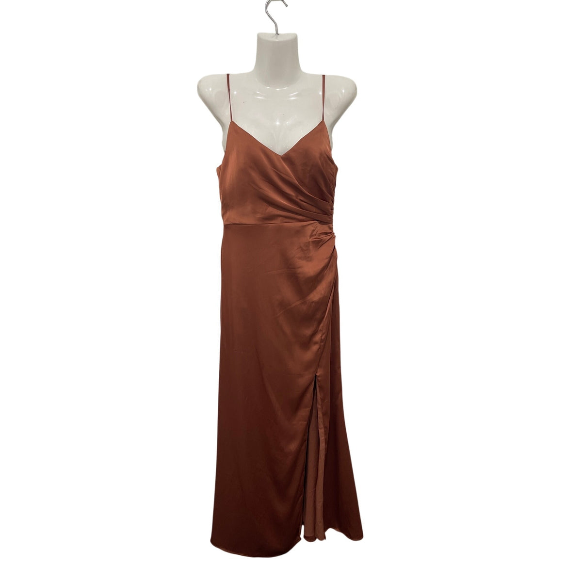 Birdy Gray Catherine Matte Satin Rust Dress SZ XS Bridesmaid Winter Formal Gown
