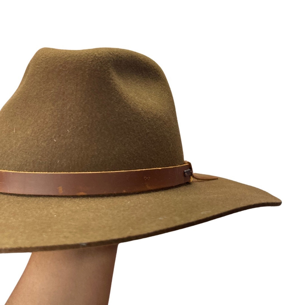 Brixton MESSER FEDORA Unisex Brown Felted Wool Faux Leather Band SZ L NWT Flaw