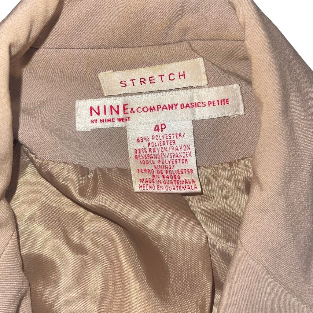 Nine & Company by Nine West Business Pant Suit Jacket SZ 4P Office Career Khaki