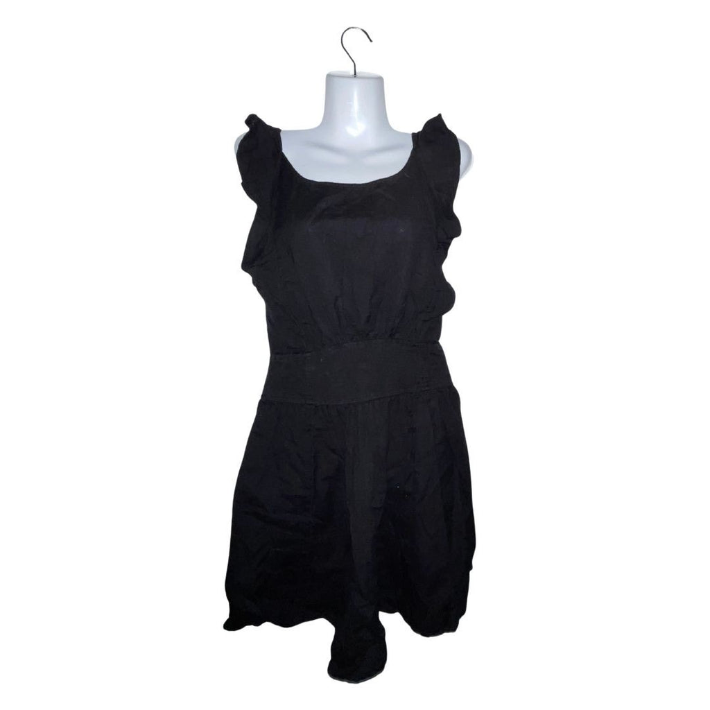 Free People Black Ruffle Tie Back Sleeveless Mini Dress SZ XS Flirty Fit & Flare