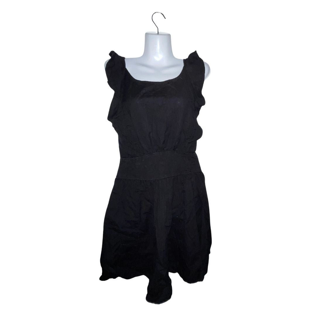 Free People Black Ruffle Tie Back Sleeveless Mini Dress SZ XS Flirty Fit & Flare