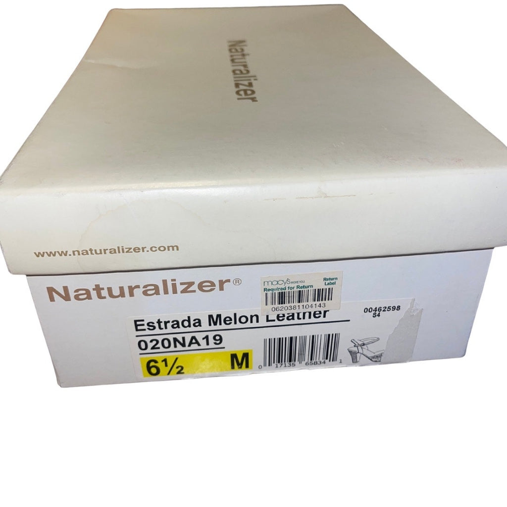 Naturalizer Estrada Melon Leather Slingback Sandals Size 6.5 Heels Boho Vacation