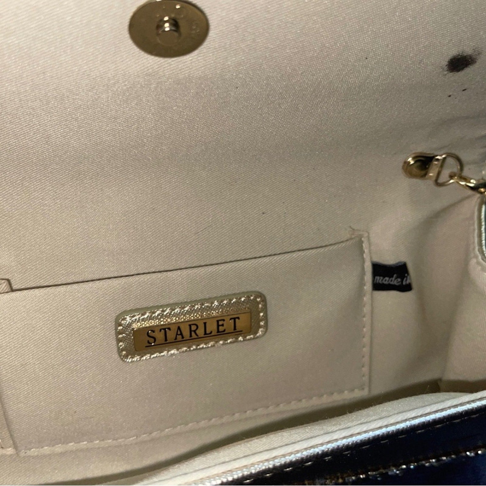Starlet Chain Strap Bag Silver Rhinestone Faux Pearl Clutch Evening Purse Prom