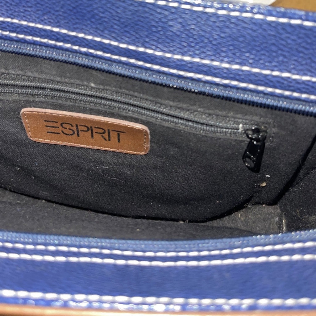 Esprit Crossbody Bag Purse Blue Tan Vintage 90s Y2K Minimalist Quiet Luxury