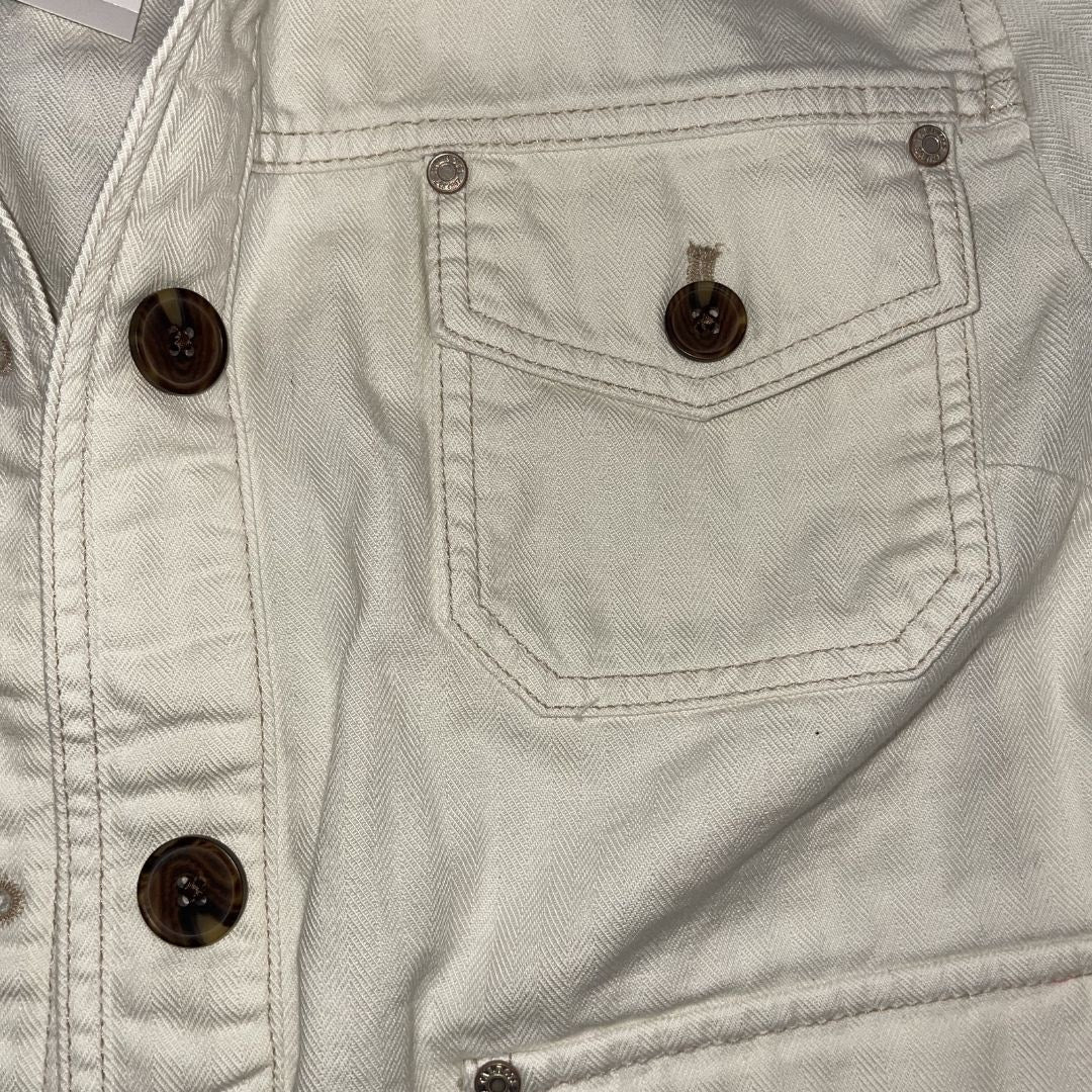 Talbots Studio Chore Button Jacket Ivory Size XL NWT 100% Cotton Casual Chic