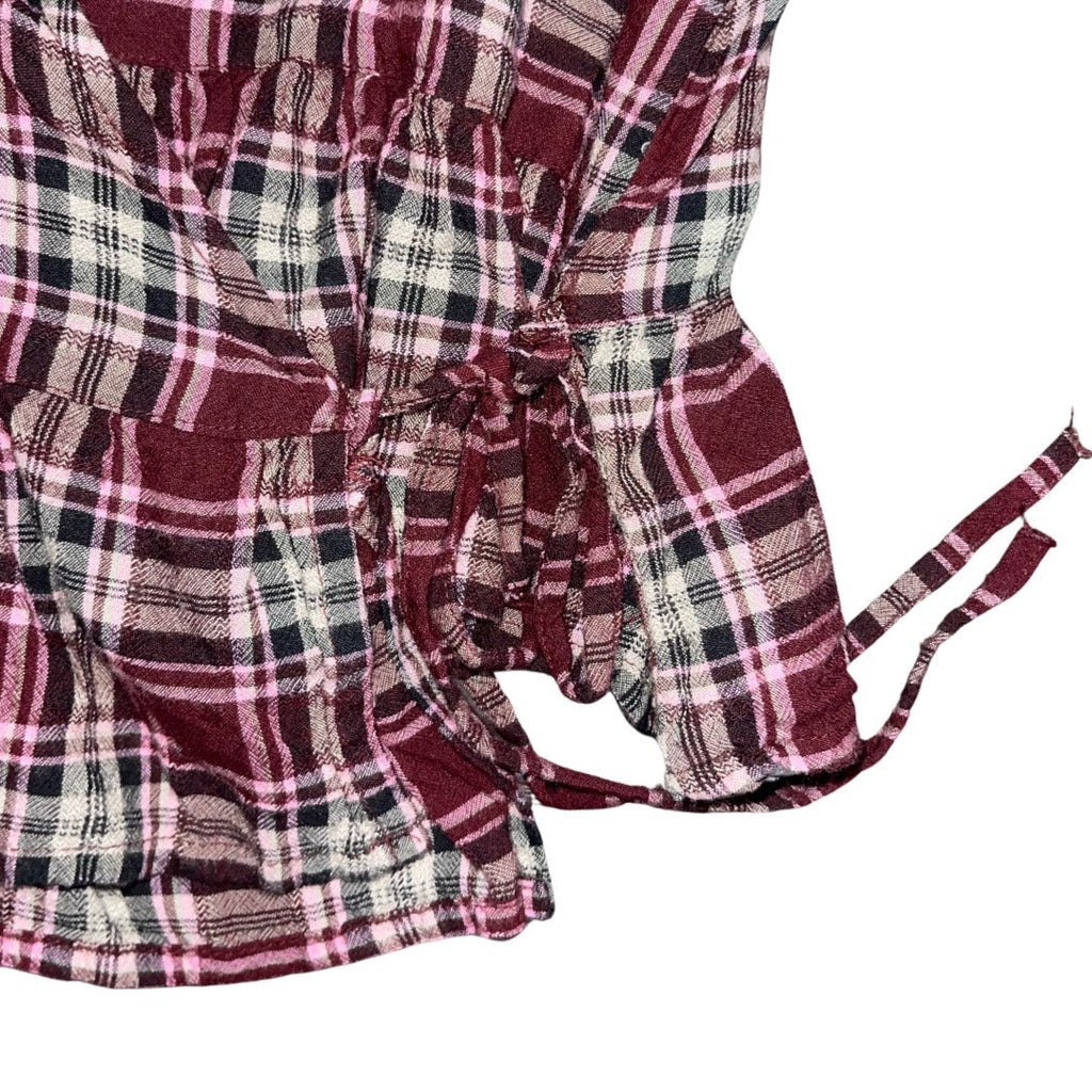 Arizona Jean Co. Long Sleeve Plaid Wrap Blouse 2XL Peplum Hem Western Cowgirl