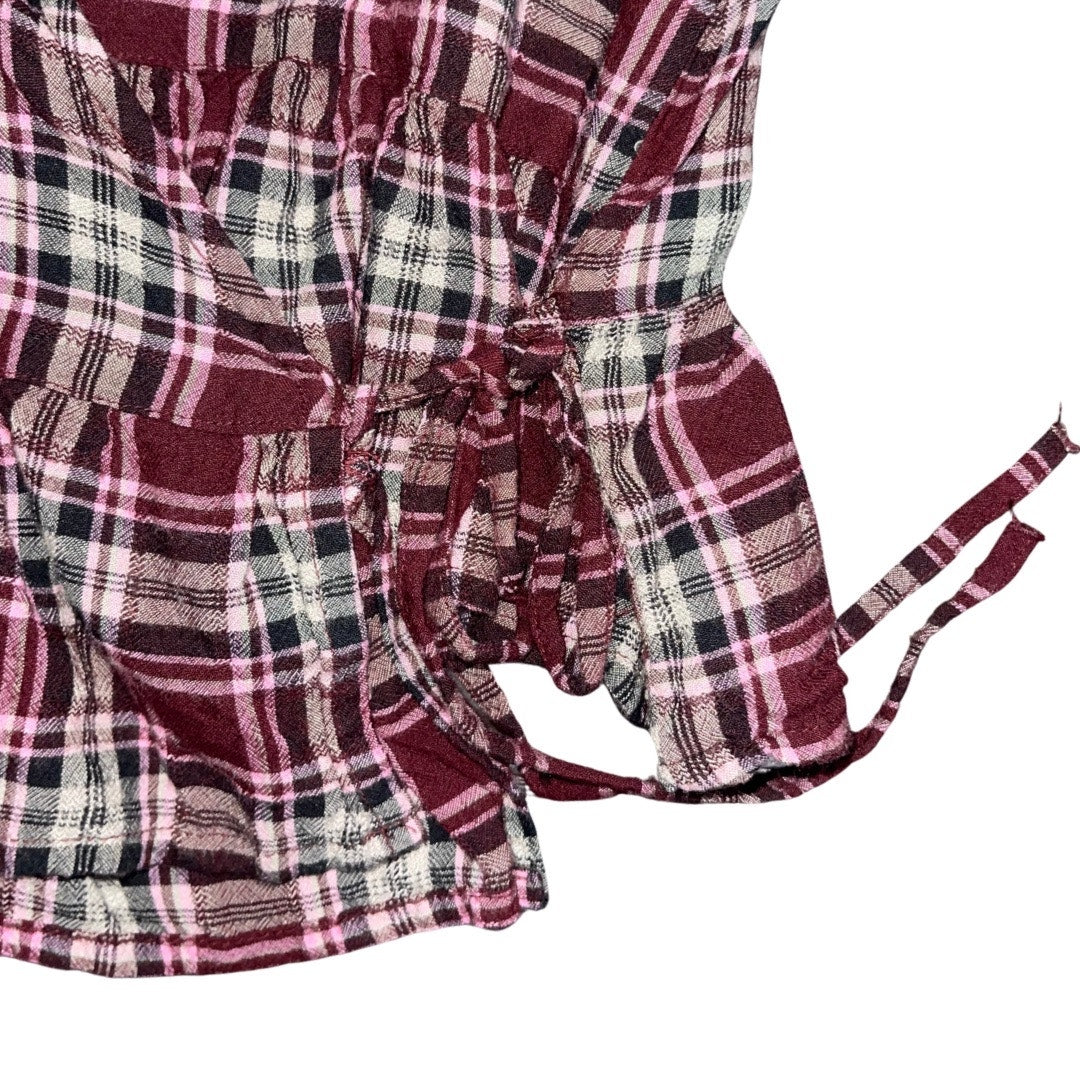 Arizona Jean Co. Long Sleeve Plaid Wrap Blouse 2XL Peplum Hem Western Cowgirl