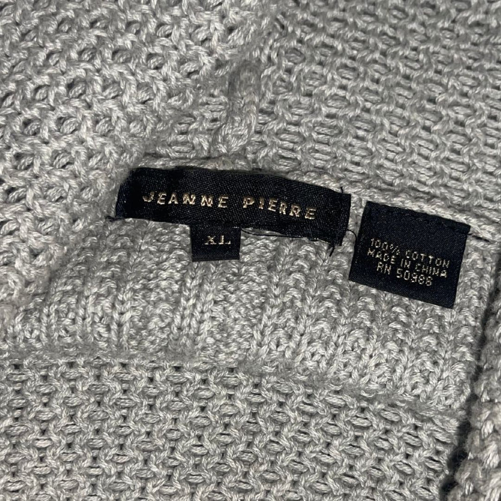 Jeanne Pierre Chunky Knit Turtle Cowl Neck Sweater Gray Size XL 100% Cotton