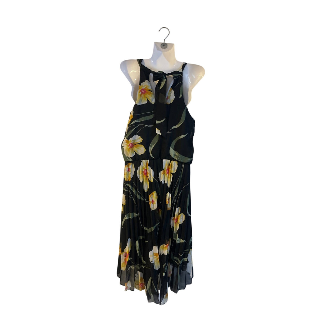 Premier Amour Sleeveless Floral High Halter Pleated Flowy Chiffon Dress SZ NWT 6