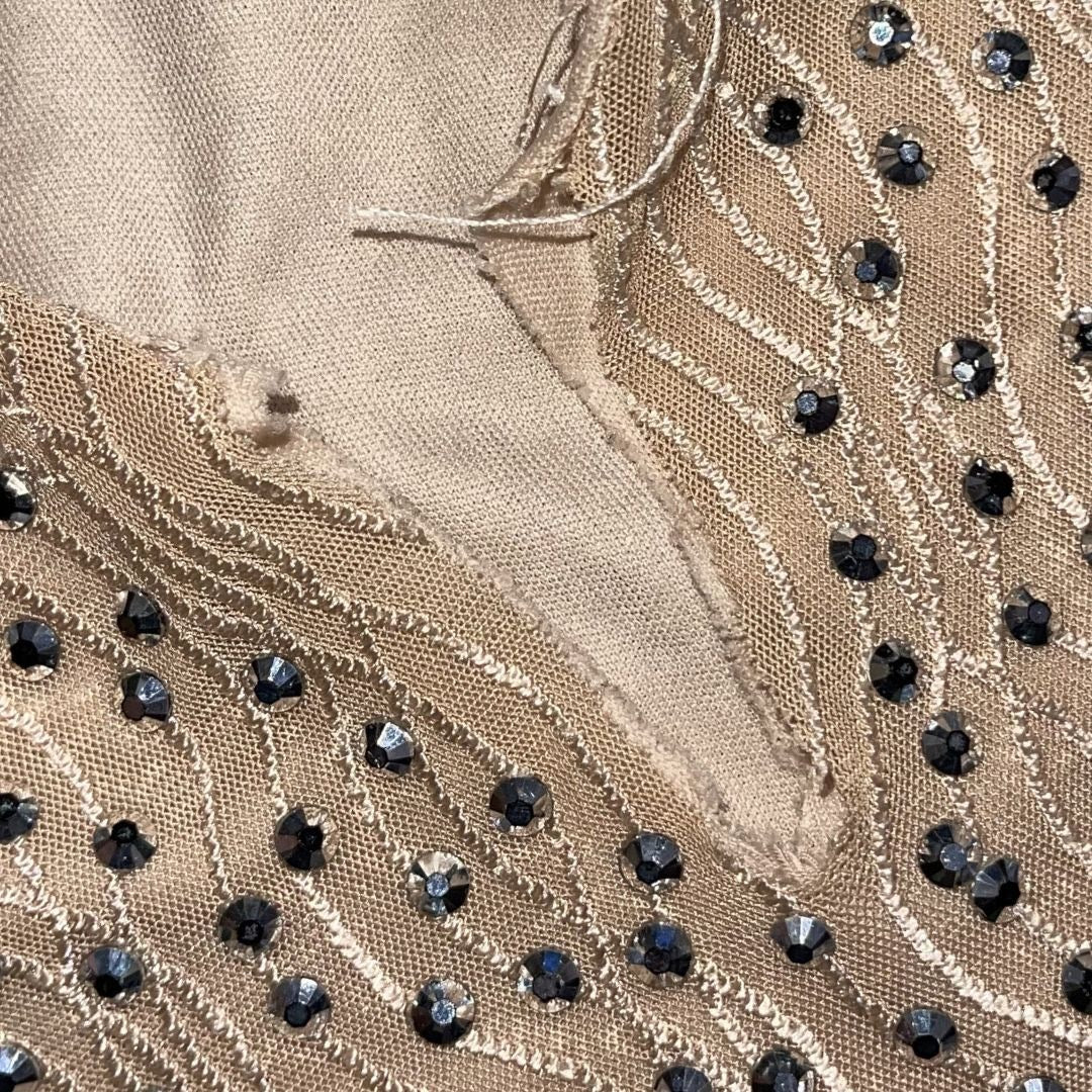 B. Darlin Nude Sequin Rhinestone Bodycon V-Neck Dress Size 3/4 New Years Party