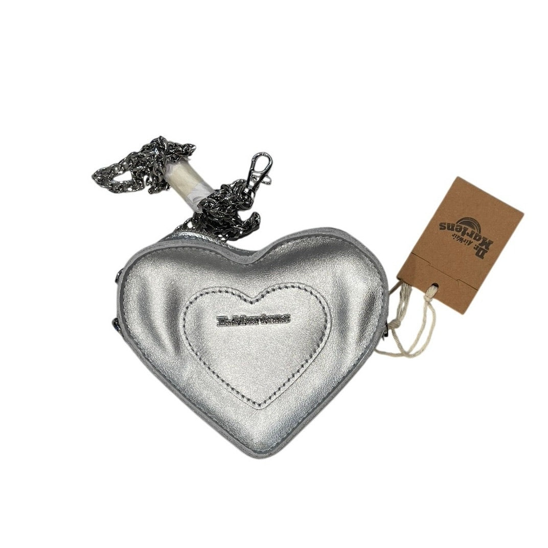 Dr. Marten Mini Silver Metallic Leather Heart Shaped Bag NWT Silver Chain Strap