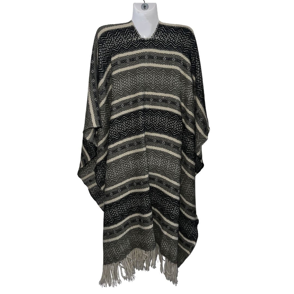 Torrid Mixed Geo Print Pattern Ruana Poncho Wrap Fringe Hem SZ O/S Boho Western