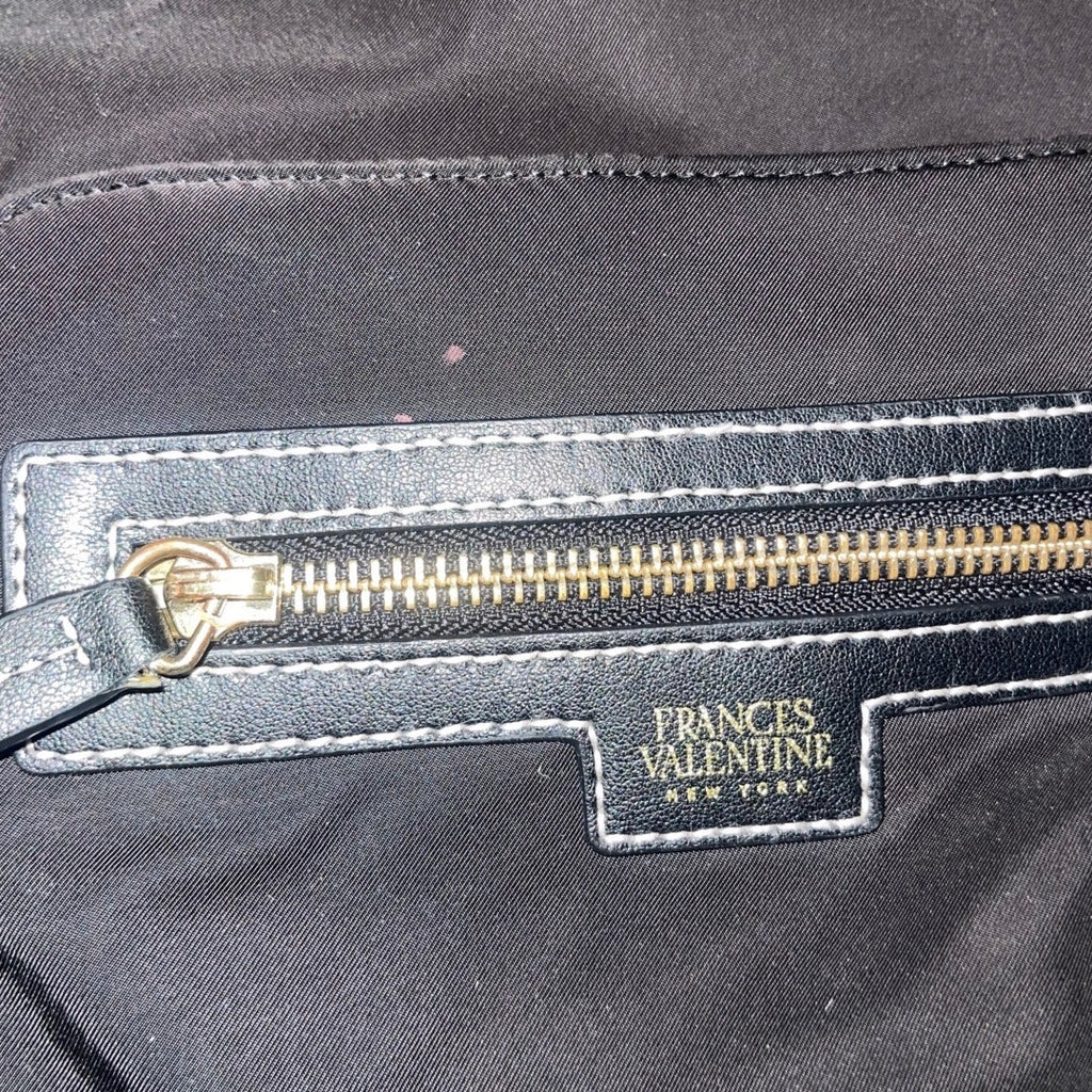 Frances Valentine Casey Nylon Backpack Bag Calf Leather Handles Striped Lining