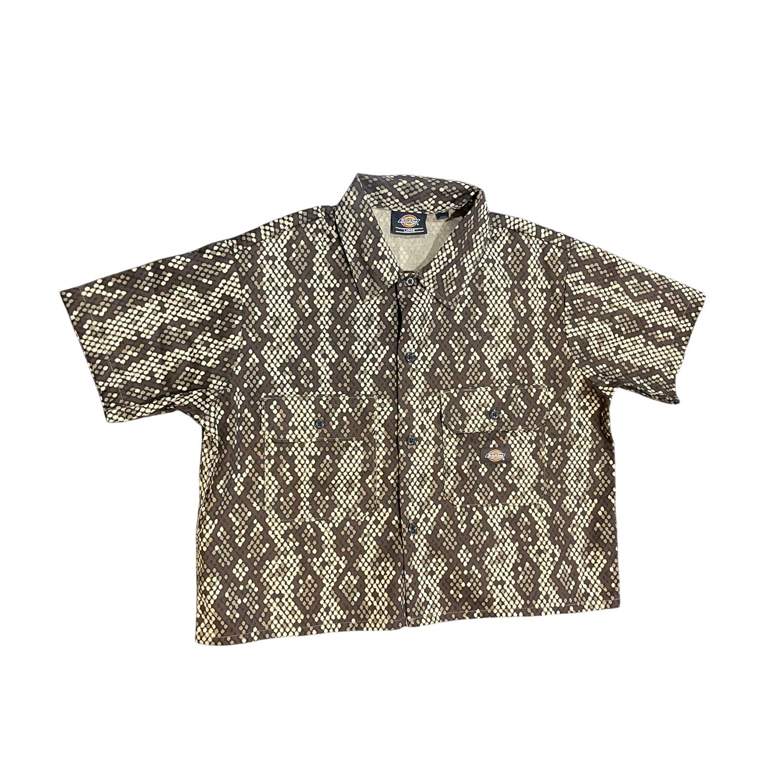 Dickies Camden Snake Print Cropped Button Up Shirt