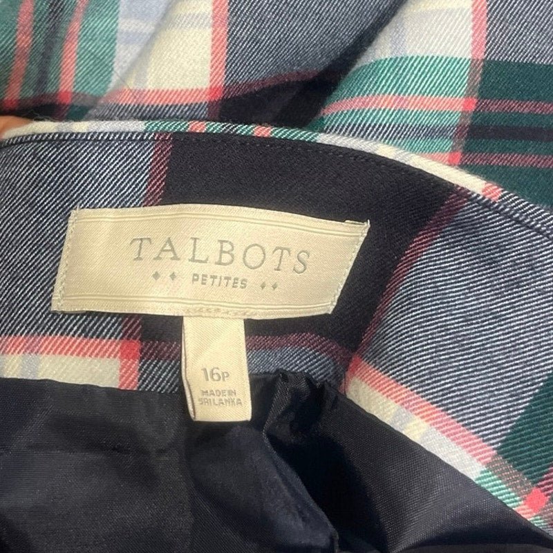 Talbots Petite Plaid Skirt Slit Pockets Size 16P Academia Preppy School Girl
