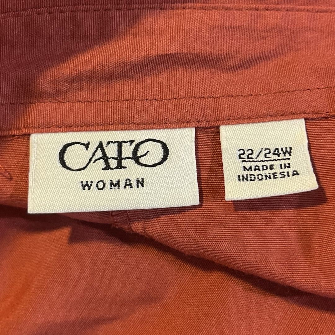 CATO women Burnt Orange Sleeveless Button up Shirt Plus Size 22/24 Casual Chic