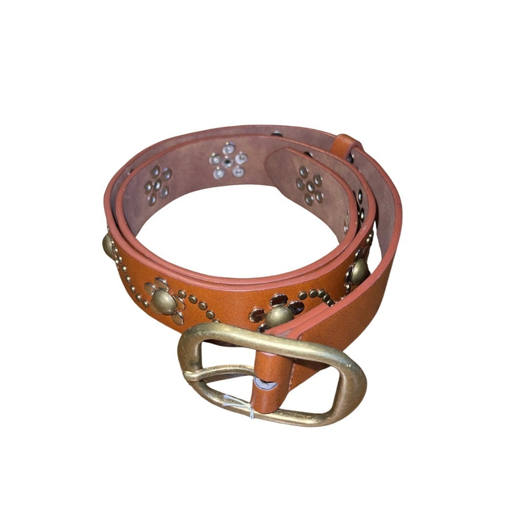 PacSun LA Hearts Studded Flower Belt Size S/M Tan Faux Leather Boho Retro NWOT