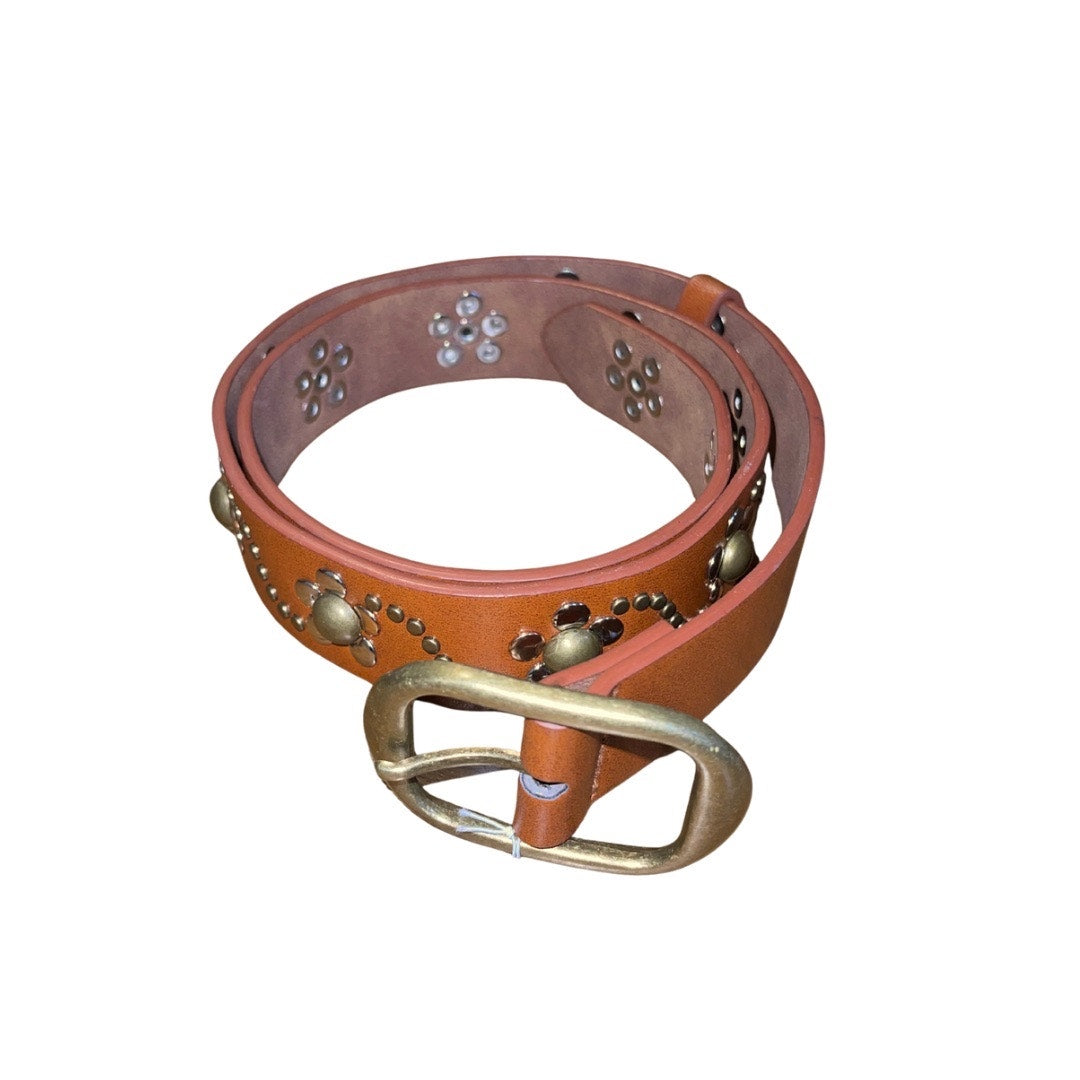 PacSun LA Hearts Studded Flower Belt Size S/M Tan Faux Leather Boho Retro NWOT