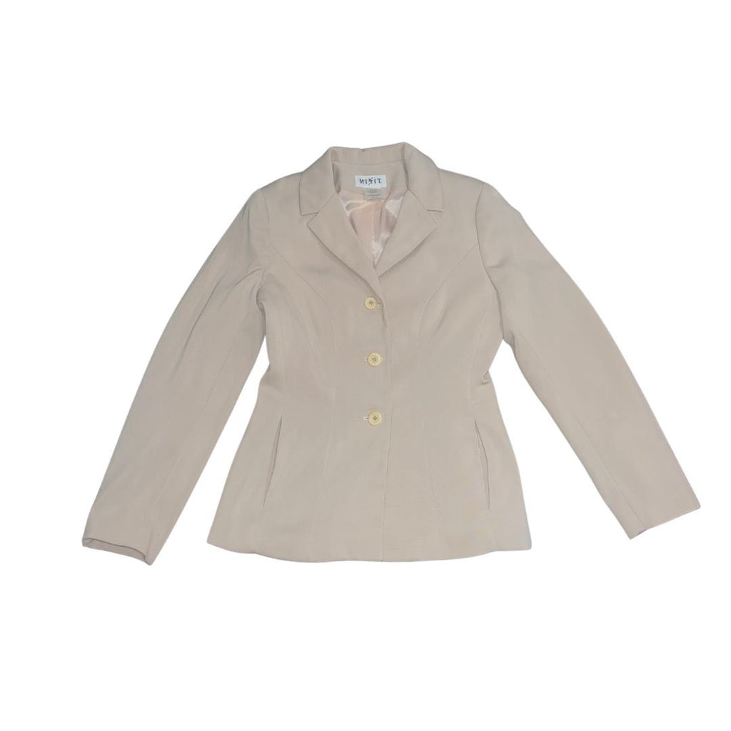 MIXIT Stretch Button up Jacket Blazer Khaki Career Office Business Casual Y2K