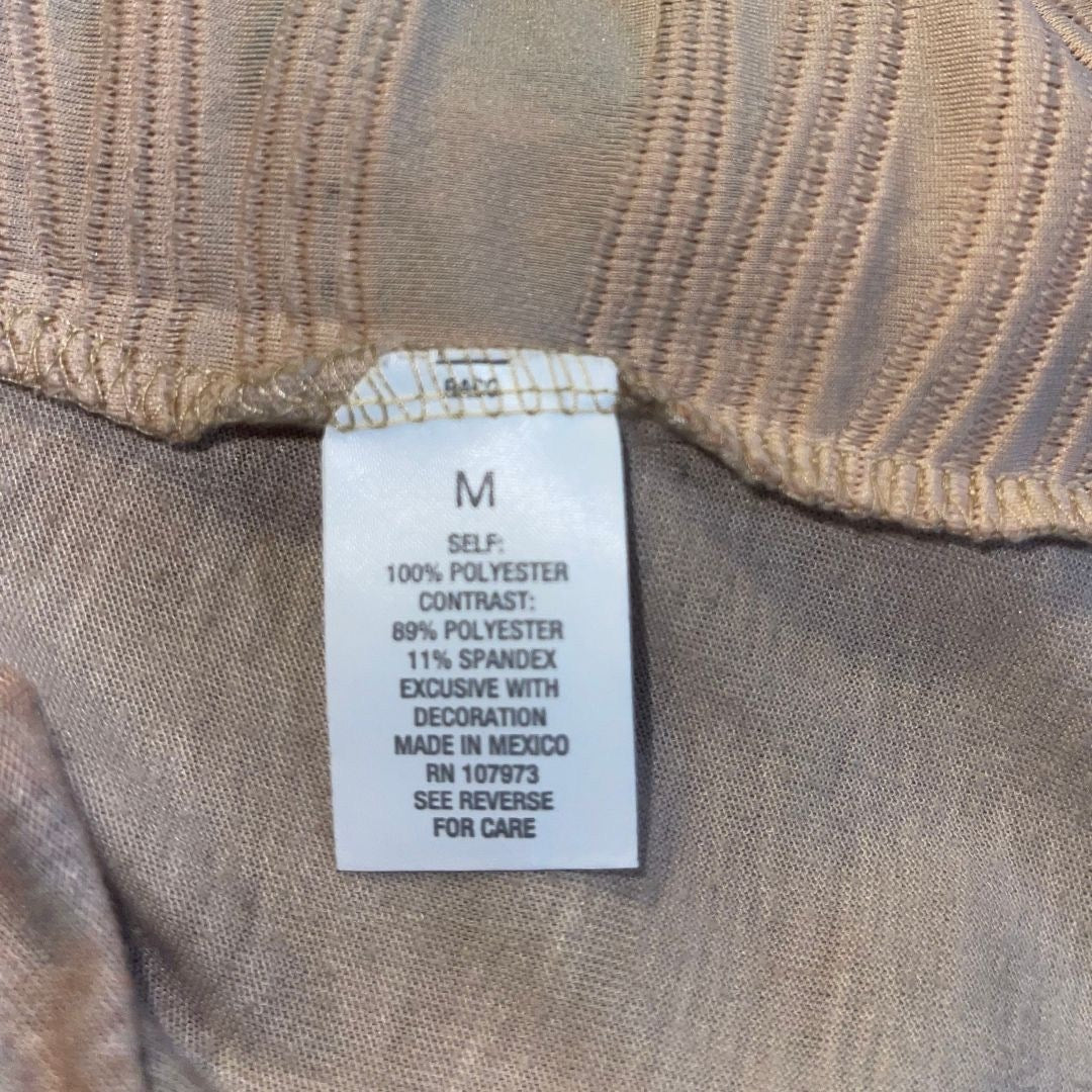 Roz & Ali Multicolor Floral Blouse Mesh Top V-neck Bell Sleeves Size Medium Boho