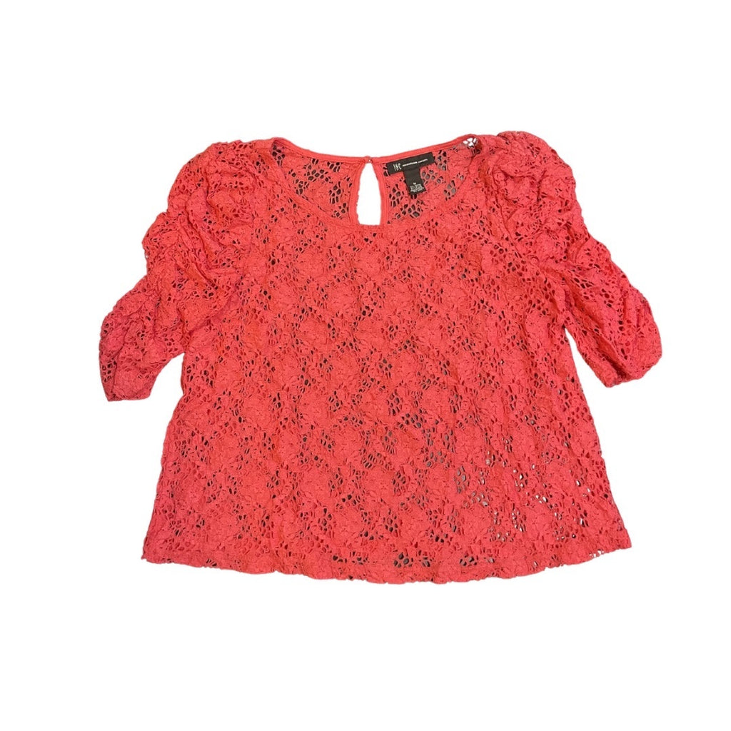 INC International Concepts Floral Lace Top Puff Sleeves Size Medium Boho Chic