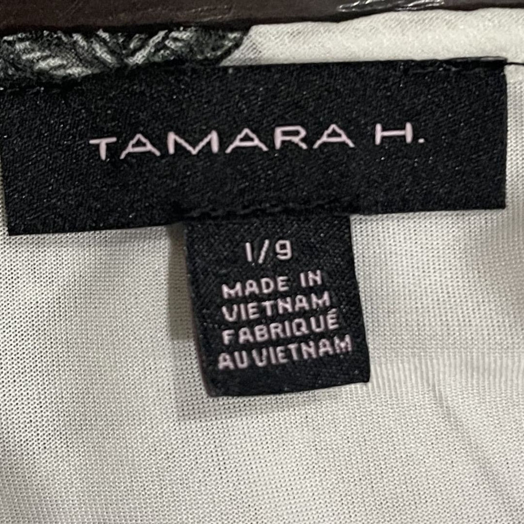 Tamara H. Black White Toile Print Blouse Size Large Safari Jungle Animal