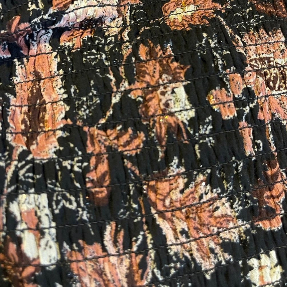 Madewell Lucie Smoked Bodice Floral Top SZ L Coquette Botanical Romantic Whimsy