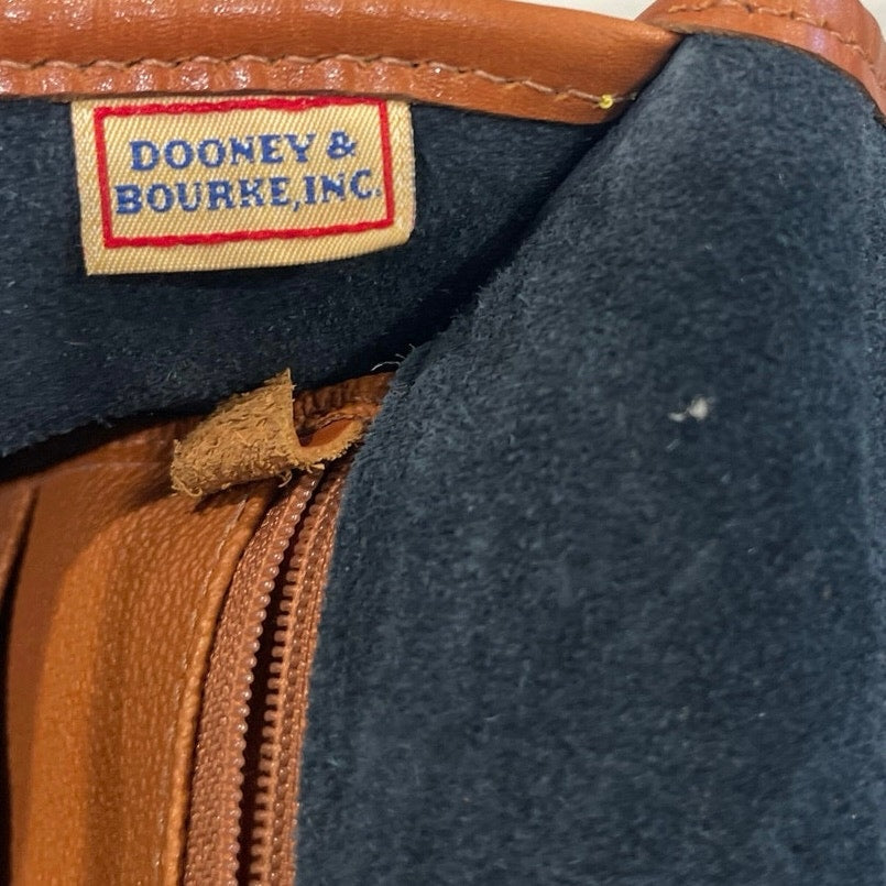 Vintage Dooney & Bourke Leather Carrier Navy Blue Crossbody Purse Turn Key Lock