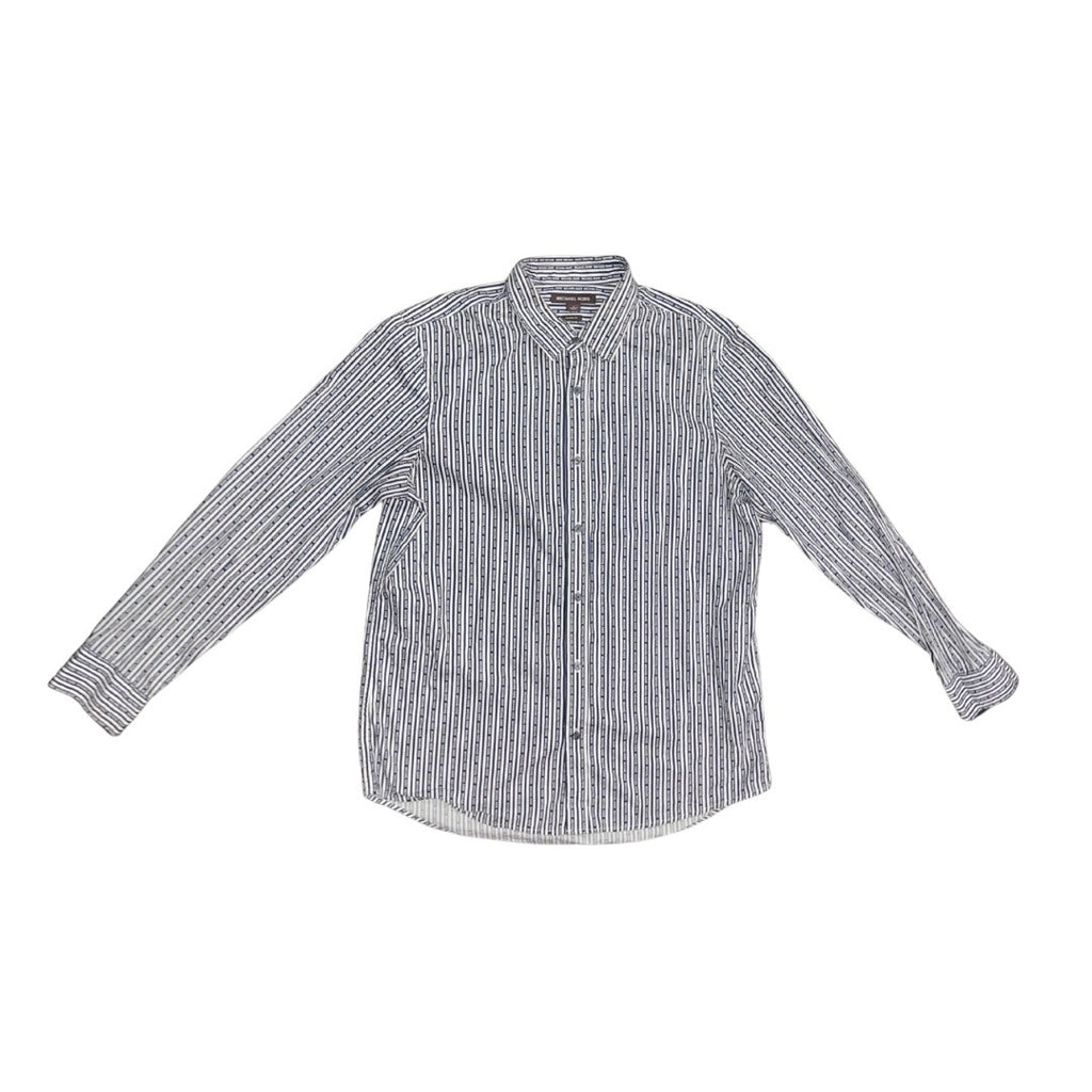 Michael Kors Long Sleeve Striped with logo button up dress shirt Classic Fit