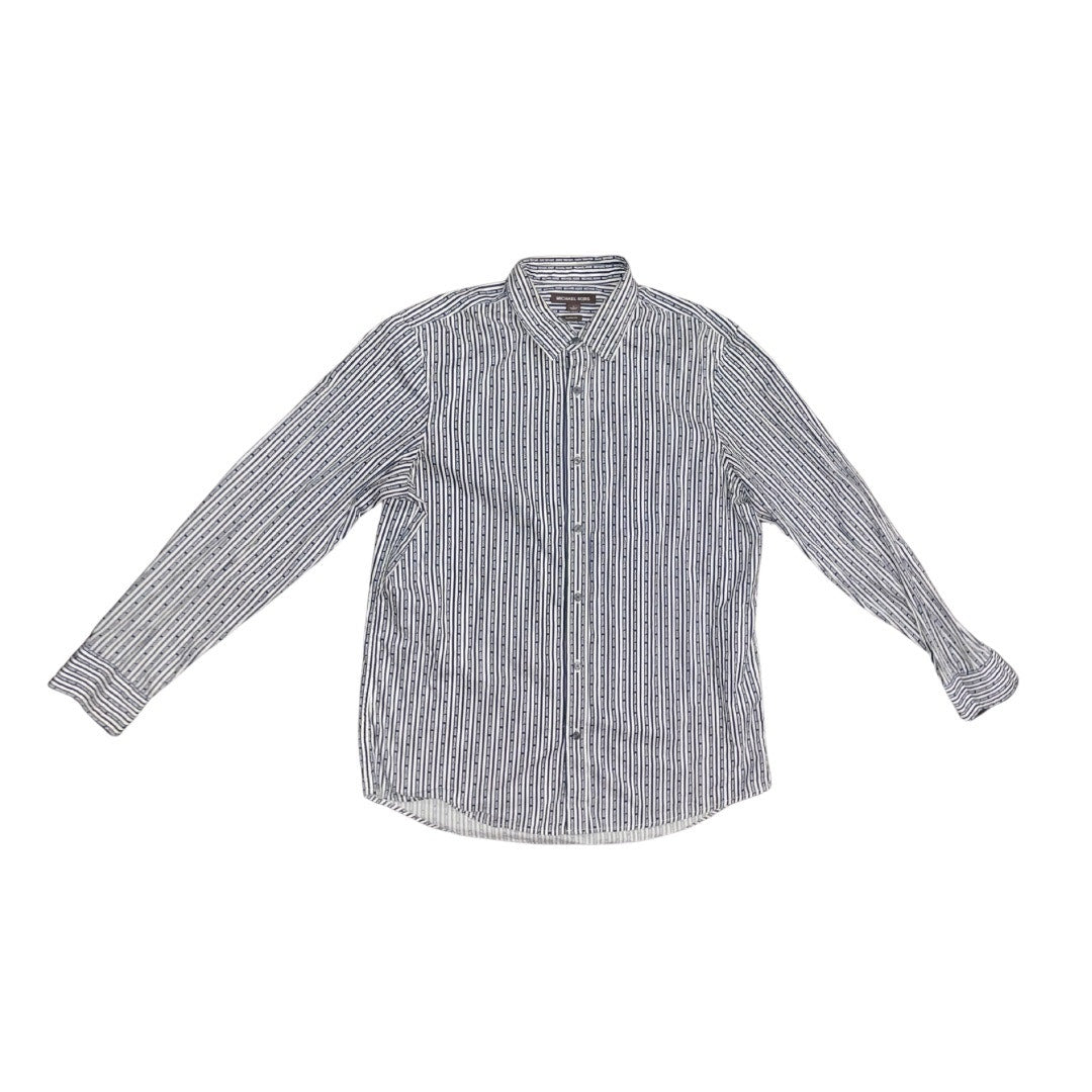 Michael Kors Long Sleeve Striped with logo button up dress shirt Classic Fit