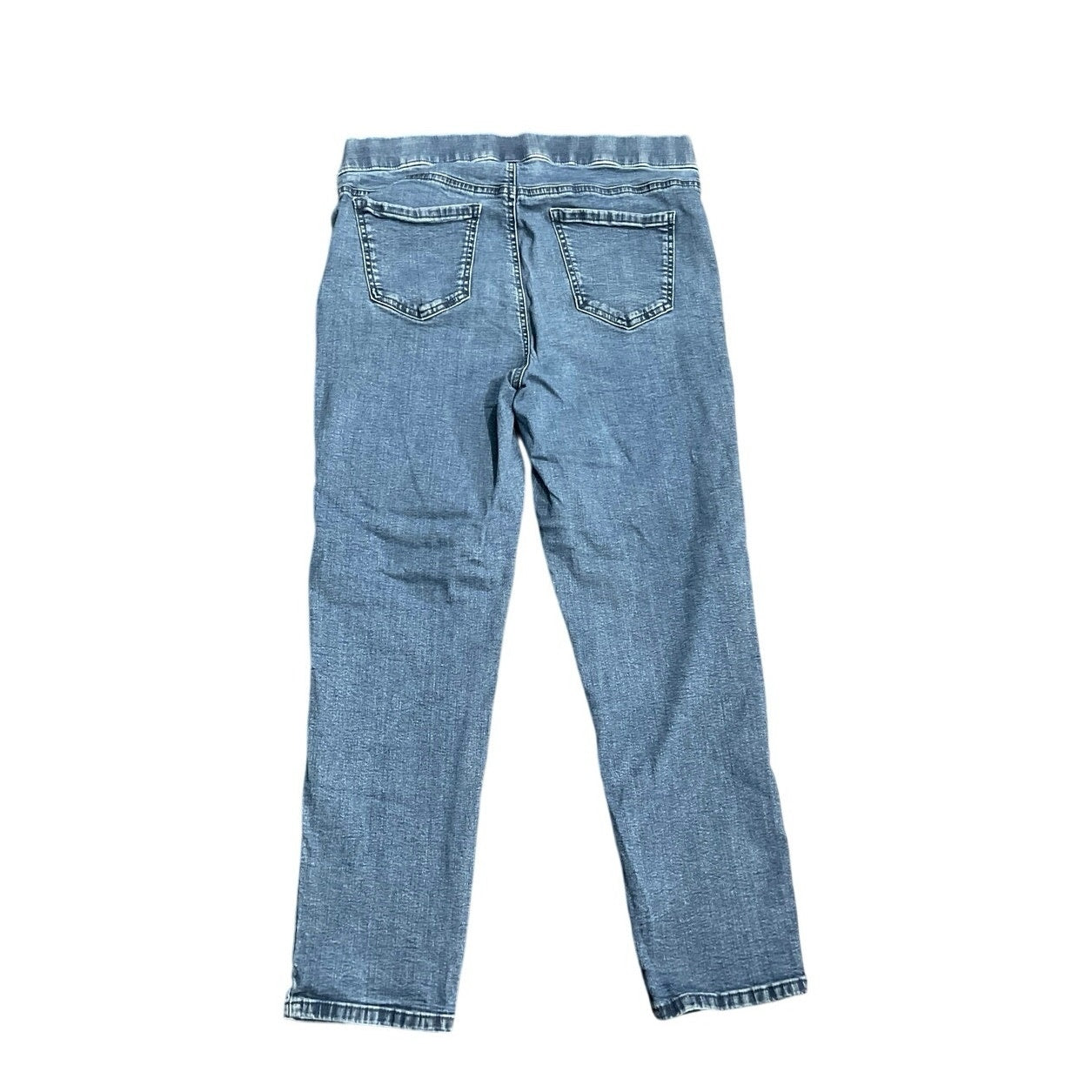 Karen Scott Pull on Stretch Denim Jean Pants Size PL Elastic Waist Casual Chic