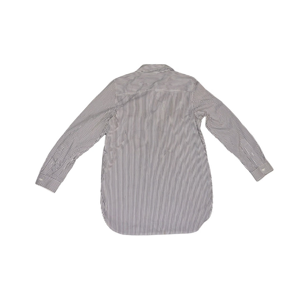 Calvin Klein Women's Black White Striped Button Up Long Sleeve Tunic Top Size M