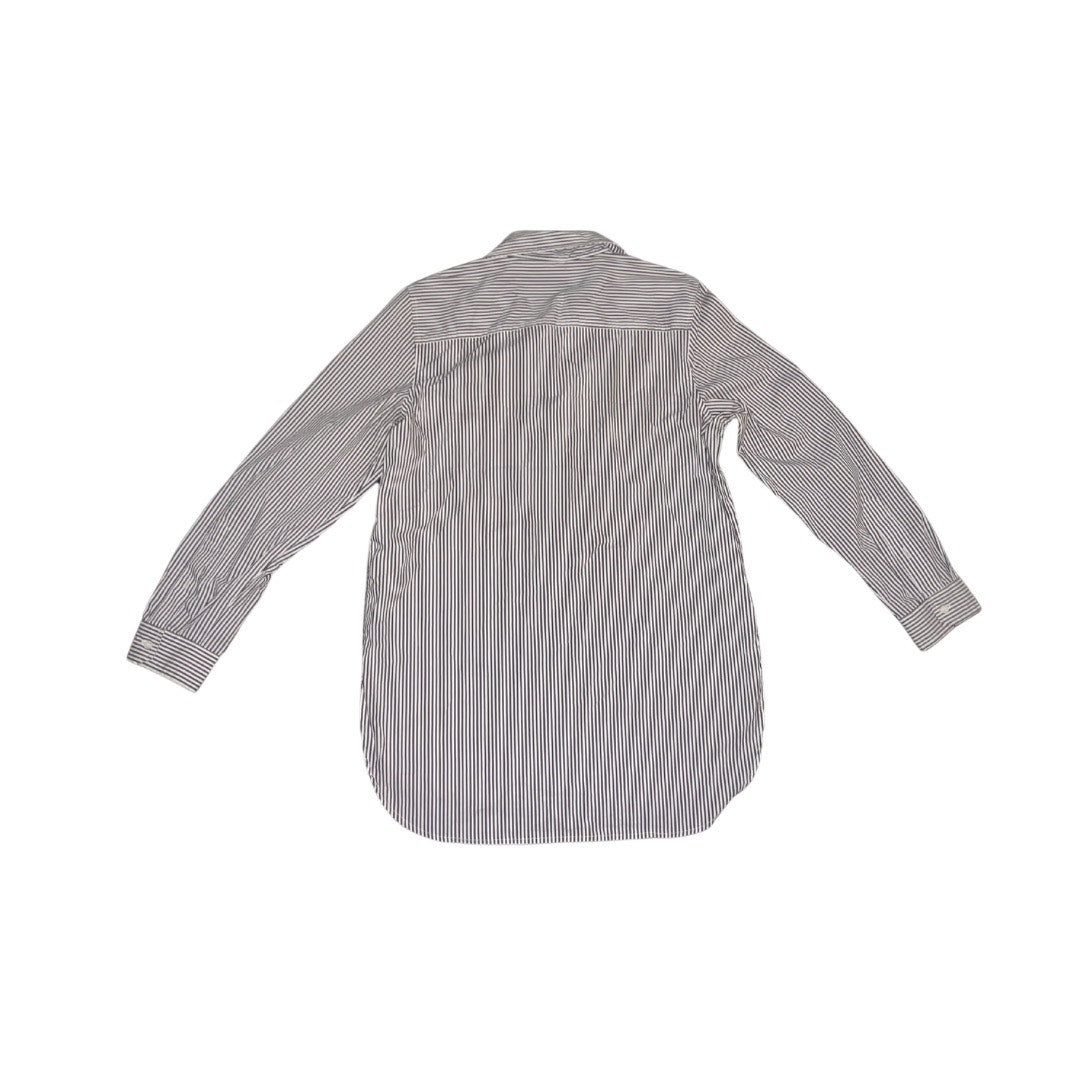 Calvin Klein Women's Black White Striped Button Up Long Sleeve Tunic Top Size M