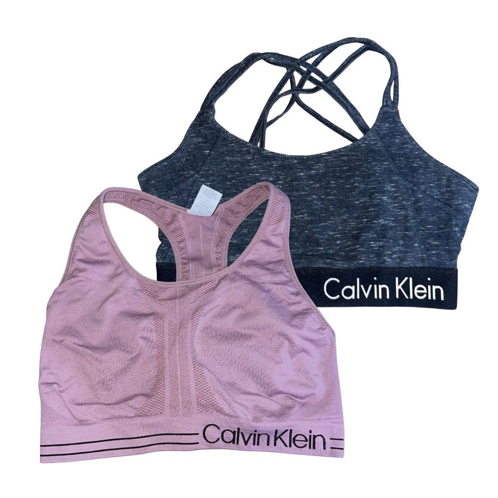 Bundle Calvin Klein 2 Sports Bras Pink and Black Quick Dry Athletic Size Large