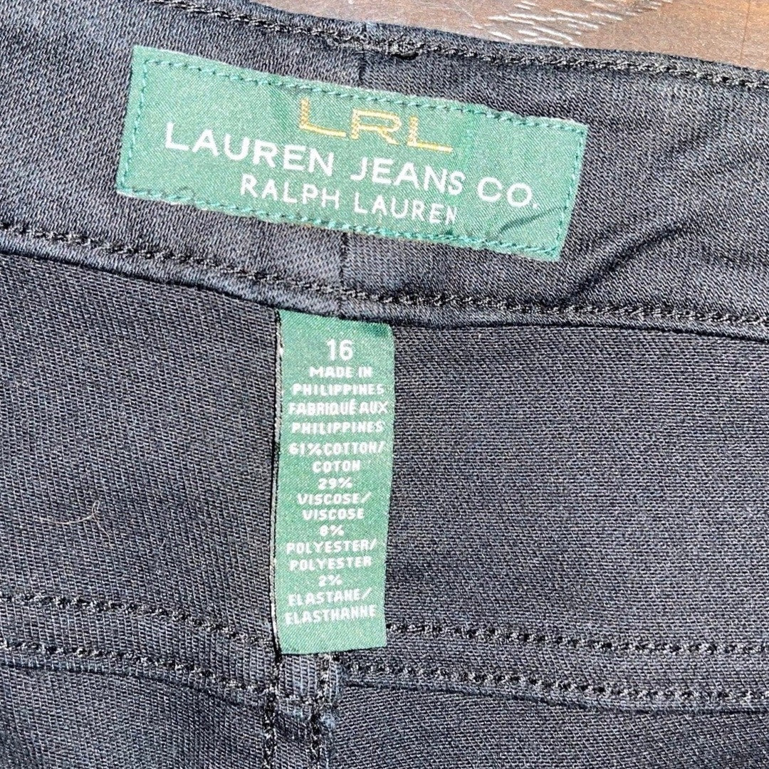 Lauren Ralph Lauren Jeans Black High Rise Straight Leg Plus Size 16 Classic Denim
