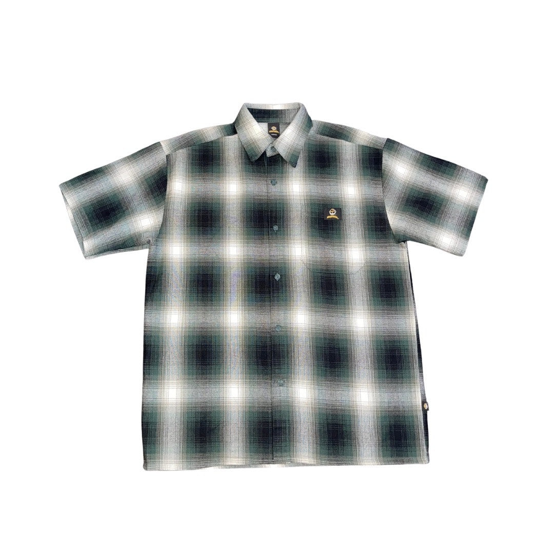 Lowrider Short Sleeve Black Plaid Button Up Size Medium Chicano Cholo Old School