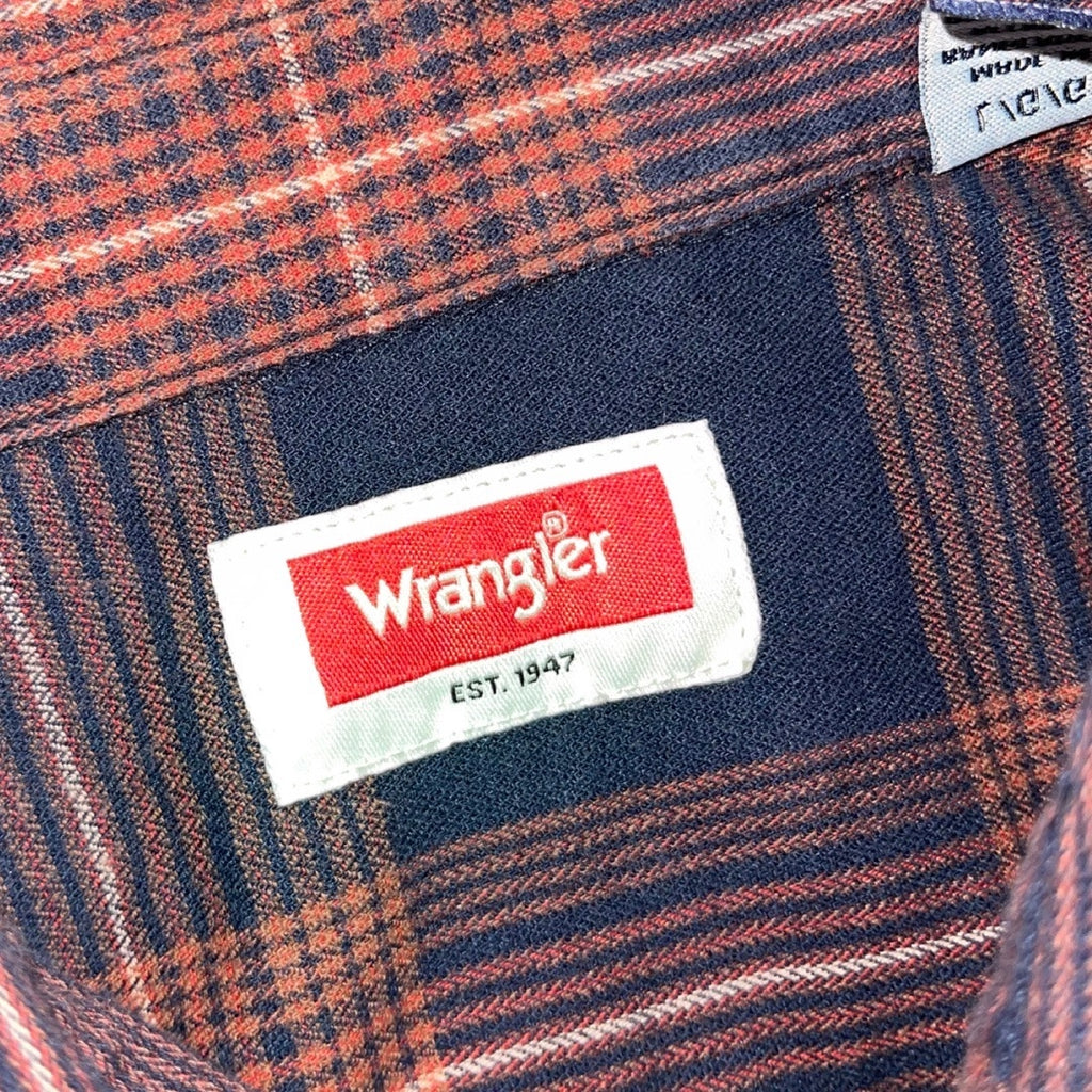 Wrangler Mens Long Sleeve Western Flannel Button up Shirt SZ Large Cowboy Rodeo