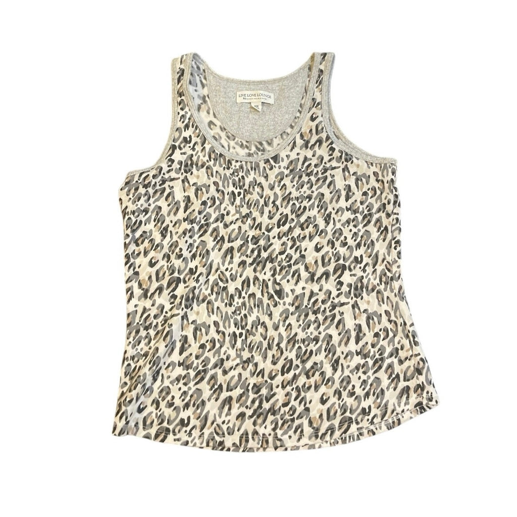 Live Love Lounge by Karen Neuburger Leopard Knit Pajama Tank SZ M Loungewear