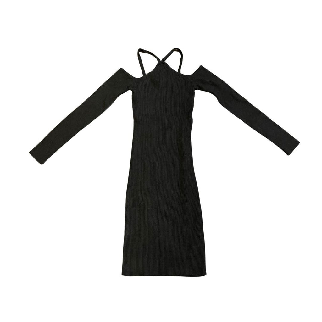 Urban Outfitters Cold Sleeve Halter Neck Ribbed Knit Dress Size Medium Bodycon