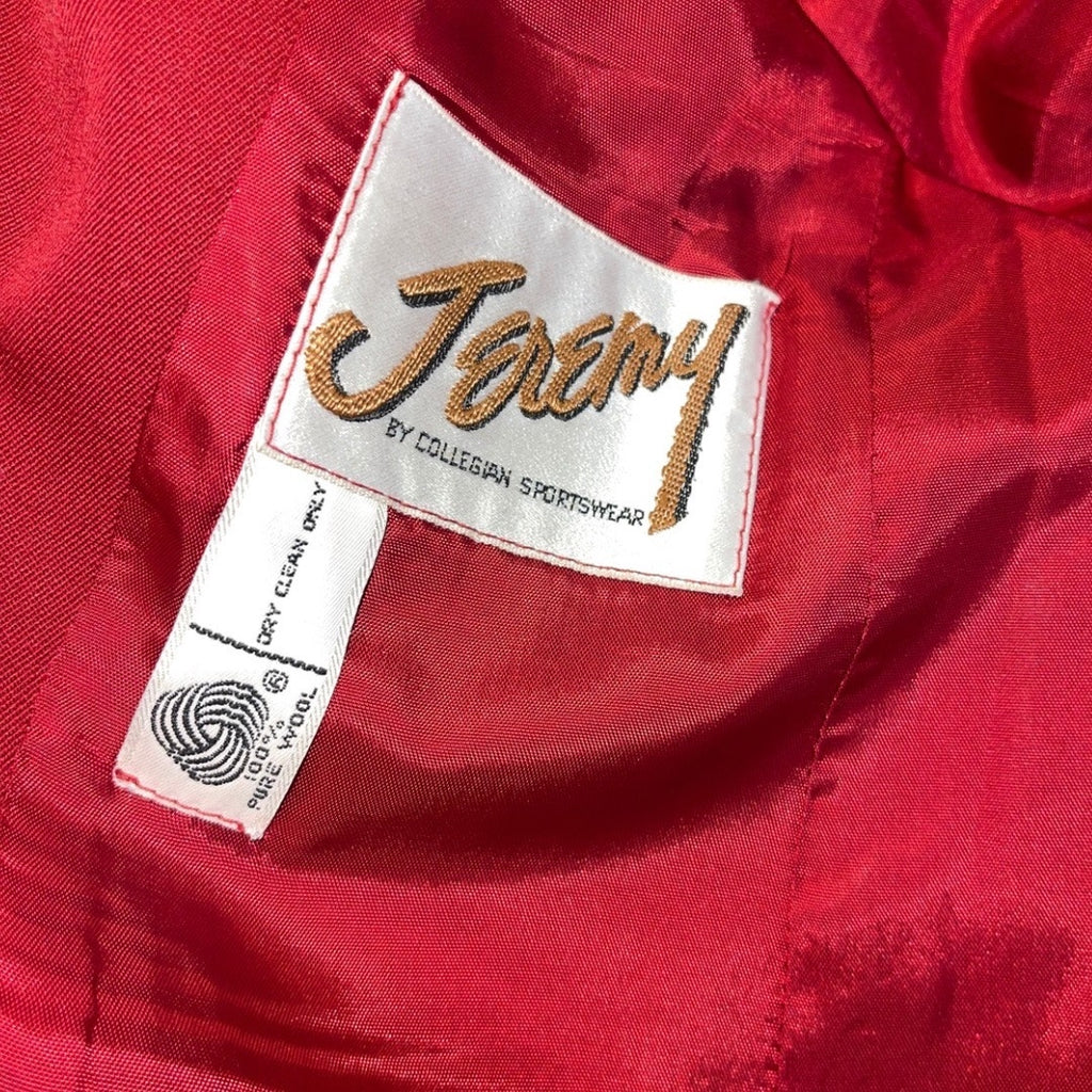 Jeremy By Collegian Sportswear Suit Skirt Blazer Size 2 100% Wool Career Office