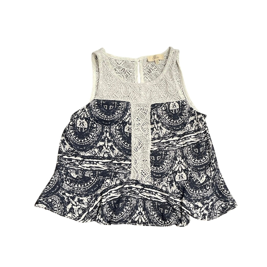 Elodie Sleeveless Bohemian Crochet Lace Peplum Tank Top SZ XS Flowy Artsy