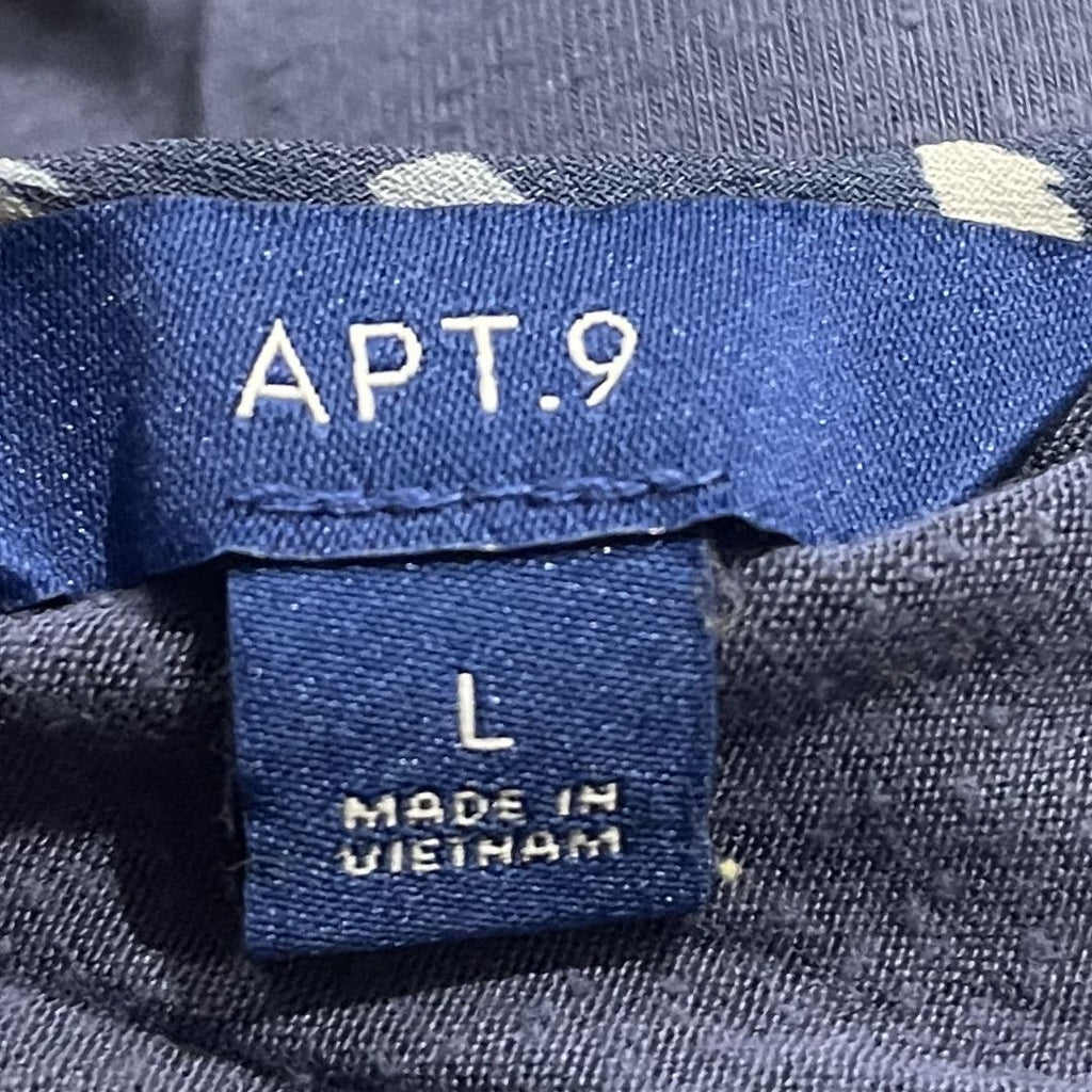 Apt. 9 blue Mixed Media Blouse Blouse Tie Knot Hem Size Large Career Office Chic
