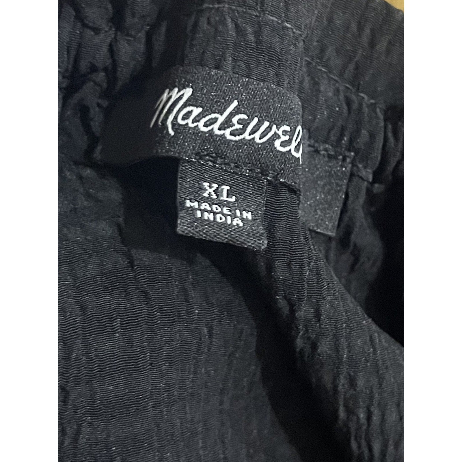 Madewell Seersucker Top Puff Sleeves Tie Back Size XL Flattering Flirty Flowy