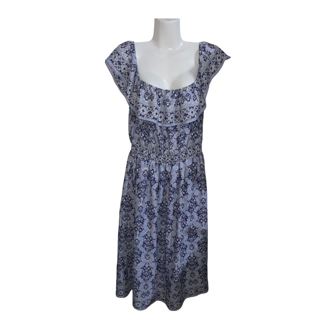 Max Studio Women's Off the Shoulder Smocked Waist Midi Dress Size Large Baroque