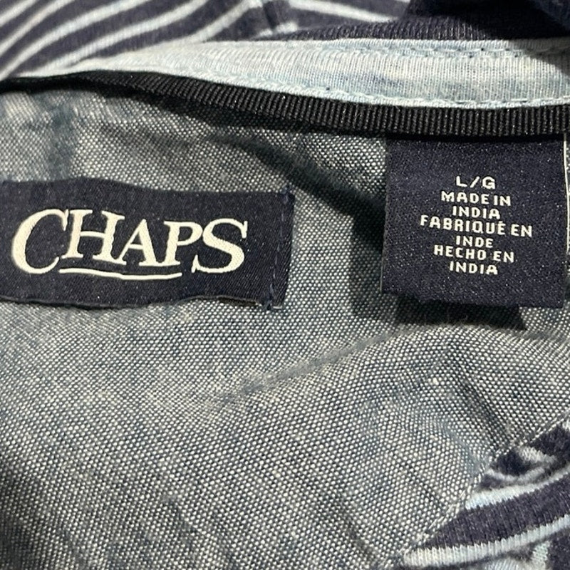Chaps 1/4 Zip Mocked Neck Striped Pullover Sweater SZ L Nautical Coastal Preppy