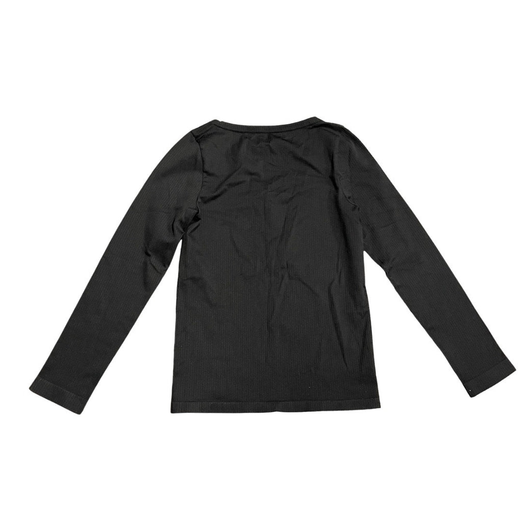 OQQ Long Sleeve Ribbed Henley Spandex Shirt Size Medium Athletic Sporty Chic