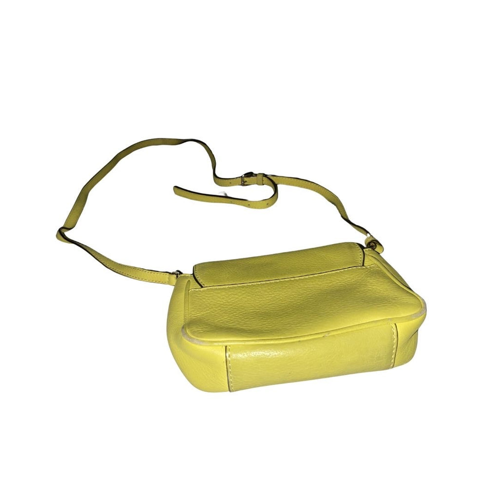 Vintage Kate Spade New York Yellow Pebbled Leather Crossbody Push Lock Purse
