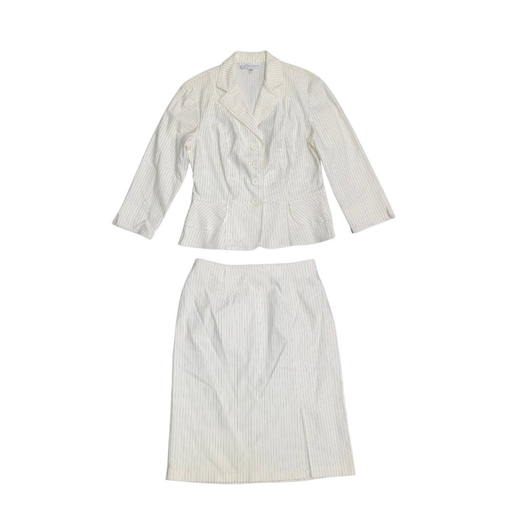 Dressbarn Pinstripe 2 Piece Skirt Suit Blazer Size 6 Career Office Professional 90s