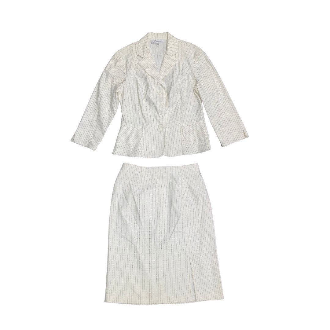 Dressbarn Pinstripe 2 Piece Skirt Suit Blazer Size 6 Career Office Professional 90s