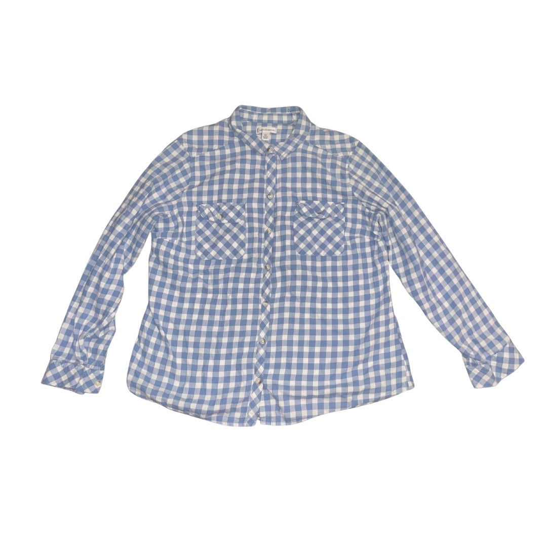 Croft & Barrow Long Sleeve Blue White Checkered Button Up Long Sleeve shirt XL